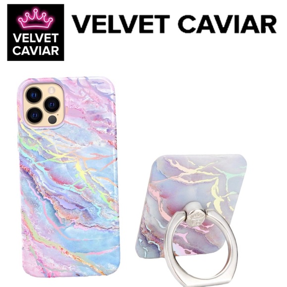 VELVET CAVIAR Holographic Moonstone Marble Ring Stand iPhone 12 13